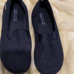Skechers Black Knit Slip-Ons